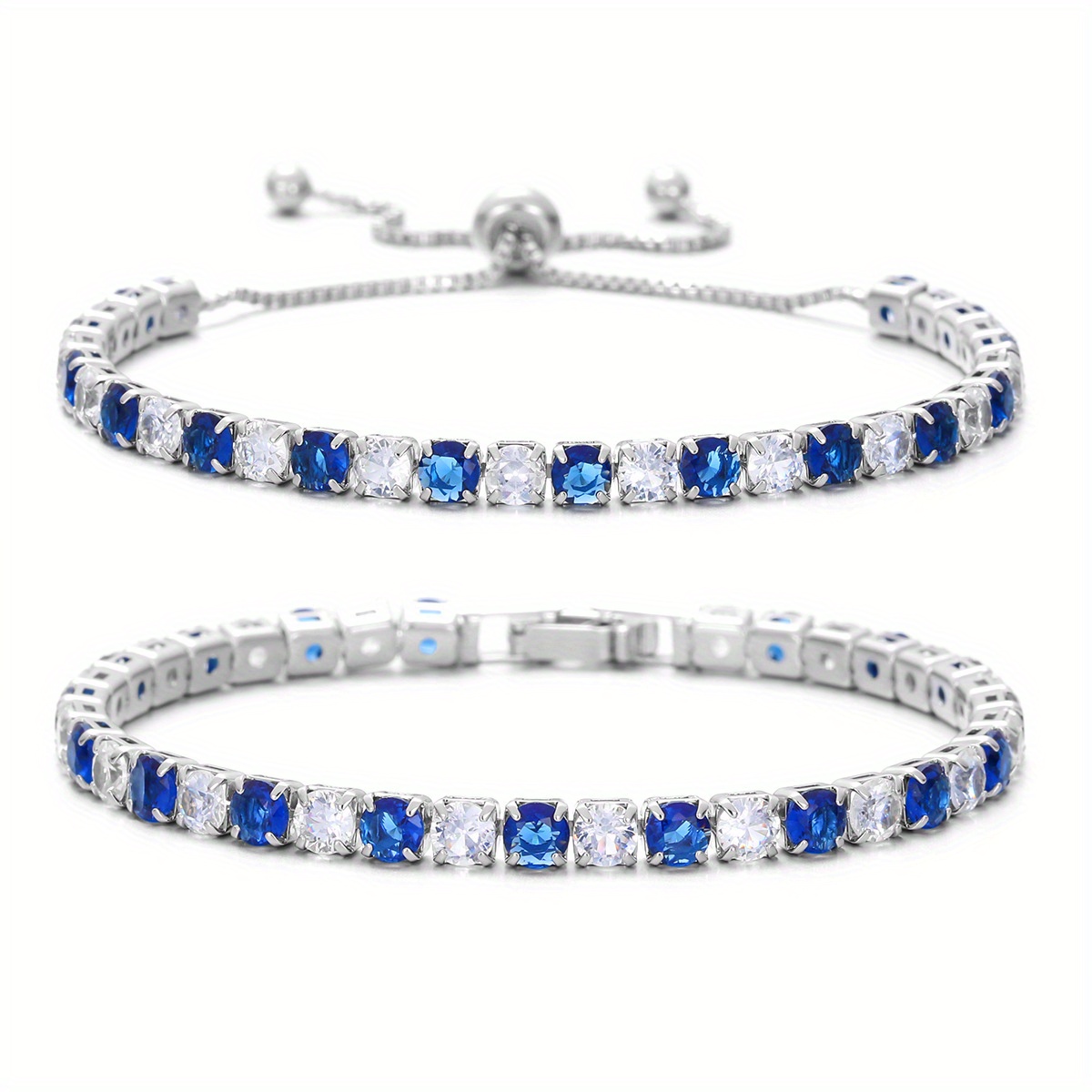 Zirconia Bracelet Set with Full Waterstones Plated K Fashion Design Tennis Bracelet Two-Pack, Jewelry, Bracelet, Bracelet Set, Bracelet Set For Women, Bracelet Set For Women Elegant, Bracelet Set For Women Luxury - Image 4