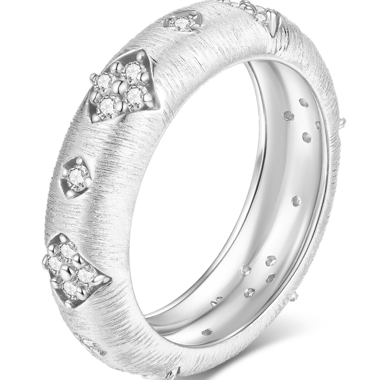 Brushed Moissanite Ring, S925 Sterling Silver, Vintage Court, Fashion Premium, Wedding Ring, Engagement Ring, Vintage Ring, Bohemian Style, Statement Ring, Fashion Lovers - Image 6