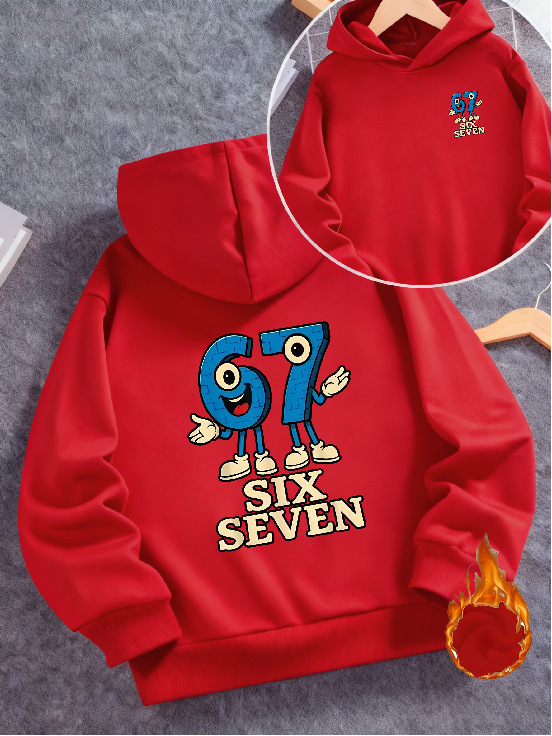 Hooded Sweatshirt Featuring Trendy Prints on Both Sides, Adorned with Playful Cartoon Numbers. Its Eye-Catching Style Makes It a Perfect Choice for Those Seeking a Fashionable Streetwear Vibe for Kids. - Image 4