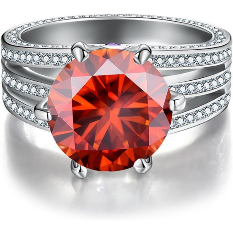 5ct Moissanite Wedding Bands for Women D Color VVS1 Clarity Sterling Silver Rings Blue/ Purple/ Pink Moissanite Engagement Rings with Certificate - Image 7