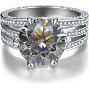 5ct Moissanite Wedding Bands for Women D Color VVS1 Clarity Sterling Silver Rings Blue/ Purple/ Pink Moissanite Engagement Rings with Certificate