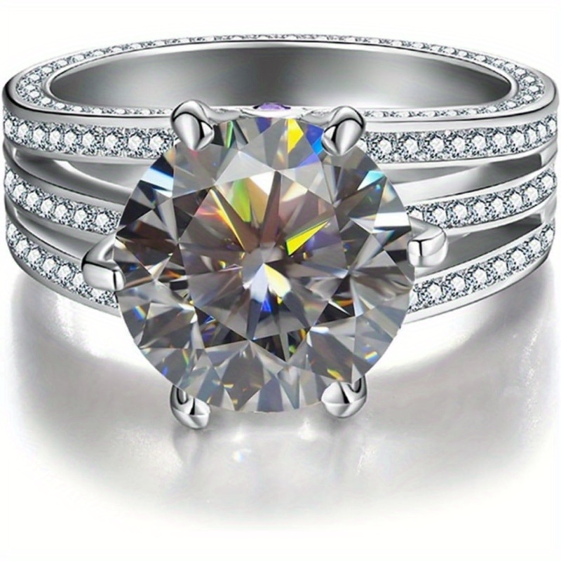 5ct Moissanite Wedding Bands for Women D Color VVS1 Clarity Sterling Silver Rings Blue/ Purple/ Pink Moissanite Engagement Rings with Certificate