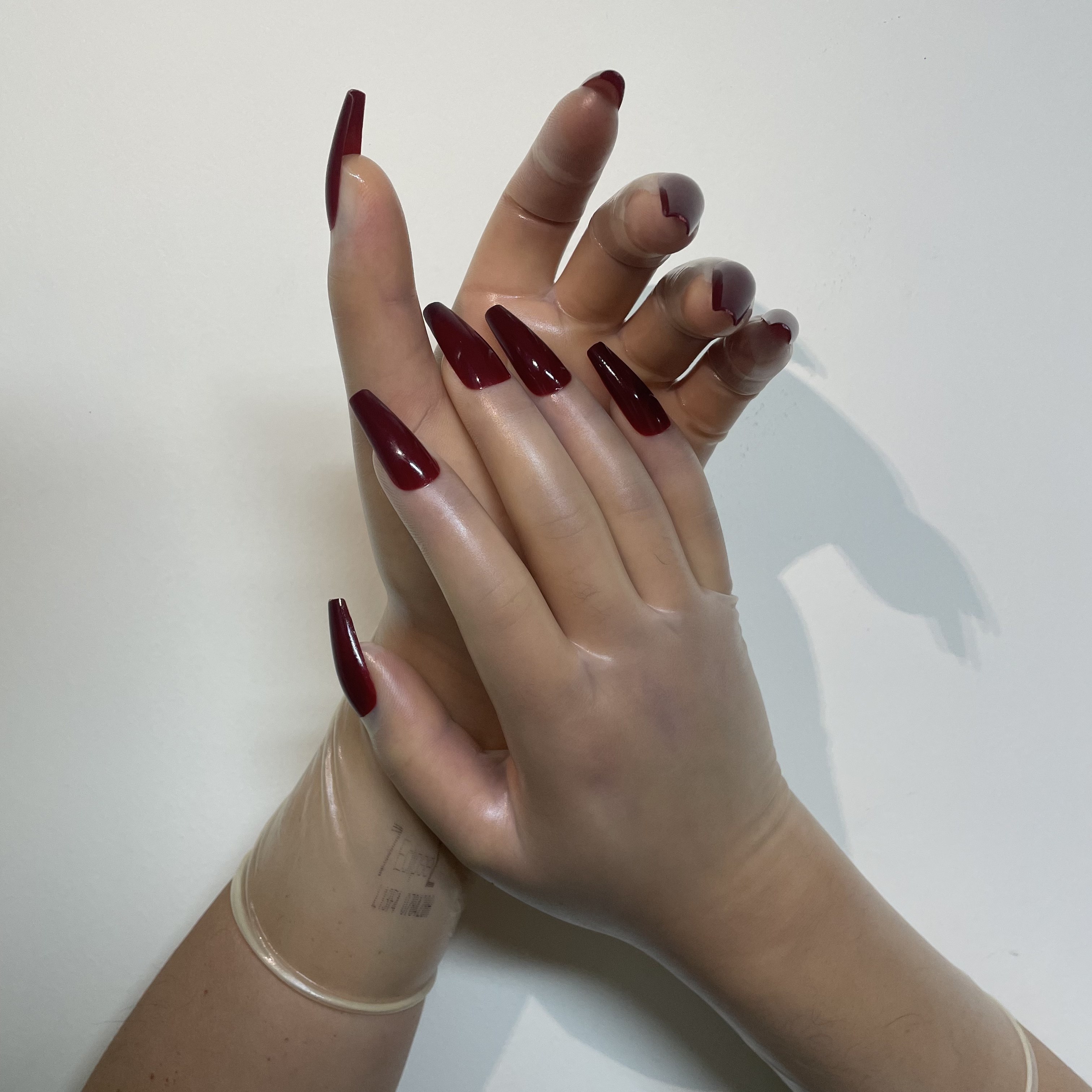 Malaysia natural latex one-time molding Zentai men to female clothing accessories sexy ultra-thin transparent high elasticity Kigurumi latex gloves with nail service - Image 9