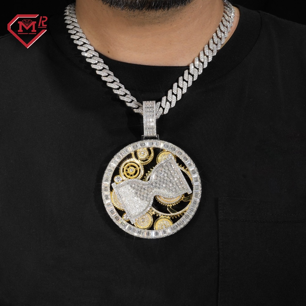 Double Color Rotatable Pendant Round S925 Hiphop Jewelry Pendant Men's and Women's Round Cut, Suitable for Daily Wear, Christmas Gifts, Valentine's Day Gifts, Birthday Gifts, and the Best Gifts for Girlfriends. Unique Jewelry - Image 2