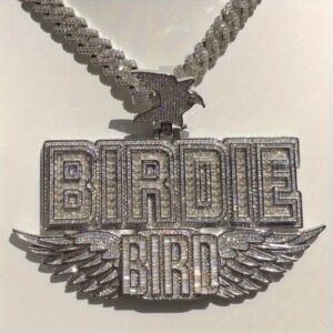 925 Silver Full Moissanite Men's Hip Hop Wing Pendant Letter Necklace Pendant Men's Street Trend Necklace Holiday Gifts Birthday Party Gifts Best Gifts for Boyfriends Daily Wear