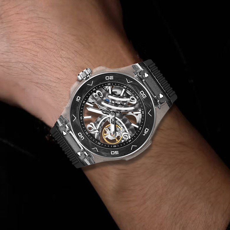 1pc Men'S Mechanical Watch - Automatic Winding Tourbillon Skeleton Dial with Exposed Movement, Sporty Elegant Design for Formal & Casual Attire - Mechanical Watch for Men, Stylish Wristwatch, Modern Timepiece, Highend Craftsmanship, Wrist Accessory, Fashionconscious Buyers, Without Battery - Image 9
