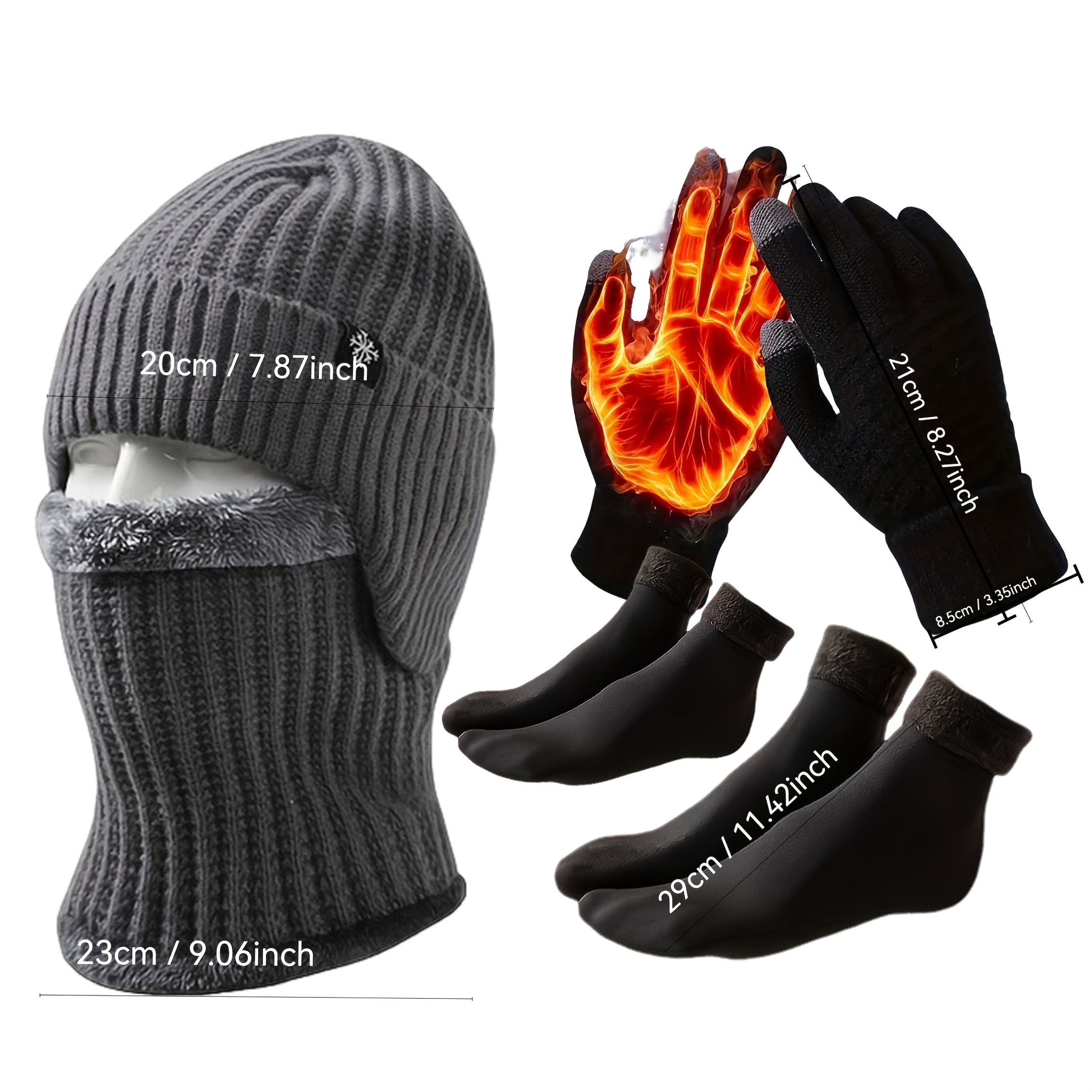 5pcs Winter Warmth Bundle: Ear Protection Hat, Neck Warmer, Touchscreen Gloves & 2 Pairs Thick Socks - Cold Weather Outdoor Gear Suitable for Skiing, for, for Camping - Ideal New Year Gift - Image 3