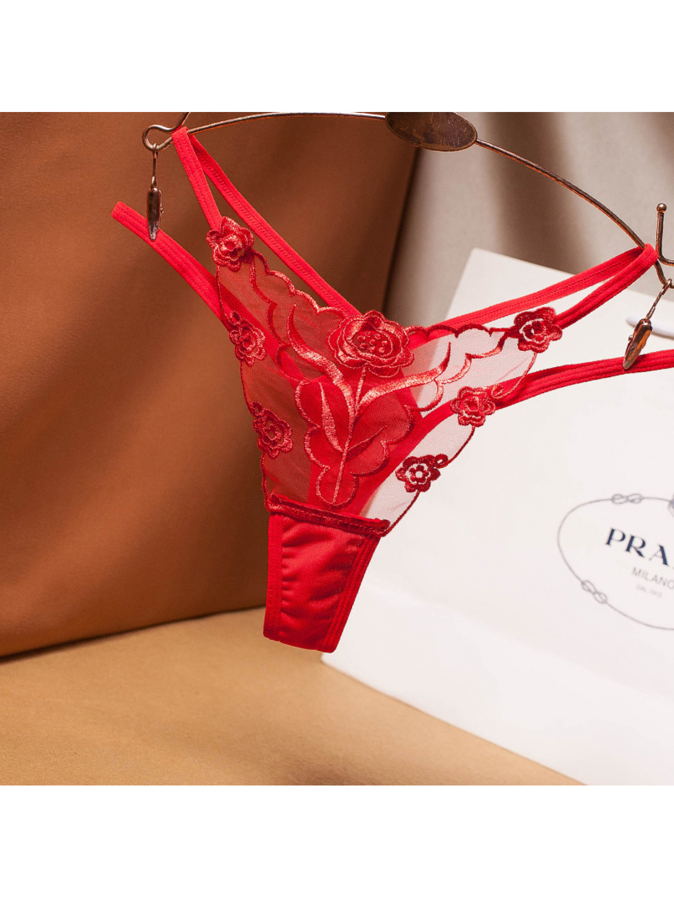 7pcs Women'S Sexy Embroidered Lace Thongs - Transparent Mesh Seamless Underwear Set, Dark Green, Black, Wine Red, White, Blue, Purple, Red, Low-Rise Design, Jacquard Pattern, Comfortable & Stylish for Casual Attire, Lingerie Set|Seamless Underwear|Embroidered Lace Detailing, Lingerie Sets for Women - Image 9