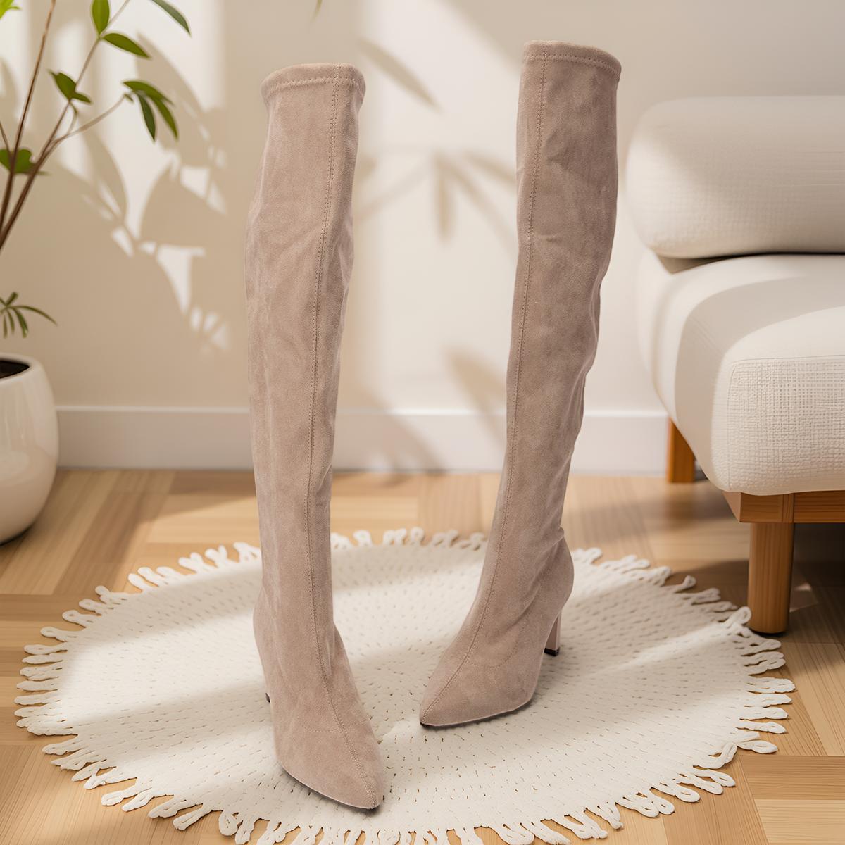 Women's Over-the-Knee Boots with Pointed Toe and Stiletto Heel, Slip-On Fashionable Elegant Outdoor Boots. A Gift for Women, Suitable for Music Festivals, Dances, Various Gatherings, and Vacation Travel Scenes. A Stylish and Cute Travel Gift - Image 6