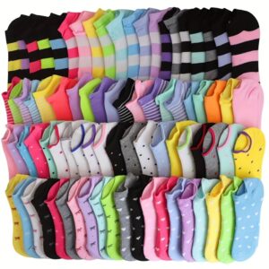20pcs/10 Pairs of Stylish Black And White Heart-Themed Socks, Featuring a Soft, Breathable, And Comfortable Low-Cut Design with Playful Patterns (Hearts, Stripes, Dots) And Vibrant Colors, Reusable, And Shipped in Assorted Colors.