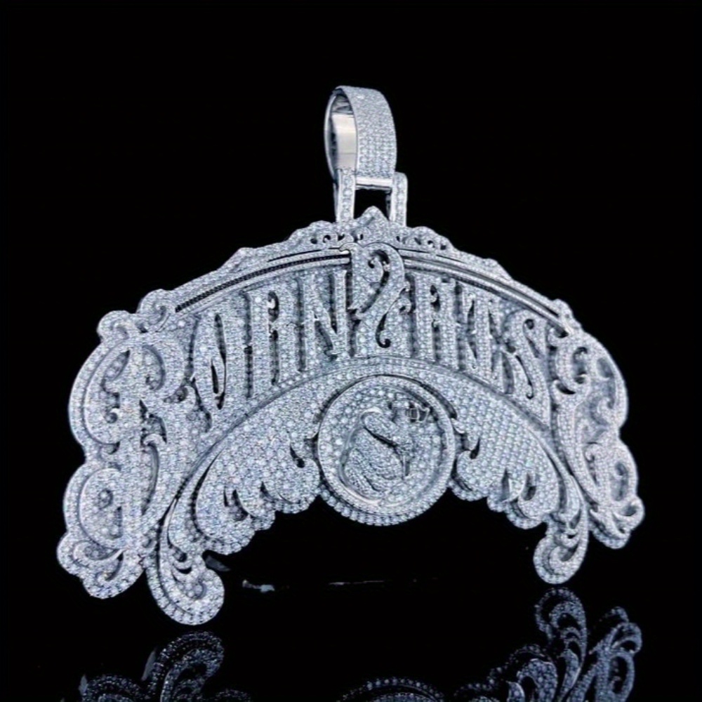 925 Silver Inlaid Full Moissanite Letter Name Fashion Pendant Necklace Men'S Street Trend Necklace Holiday Gifts Birthday Party Gifts Best Gifts for Boyfriends Daily Wear - Image 5