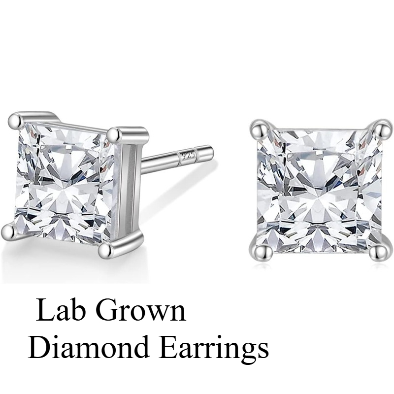 1pair 2pcs S925 Sterling Silver Stud Earrings | 1/2ct*2 Lab Grown , D Color, VV…