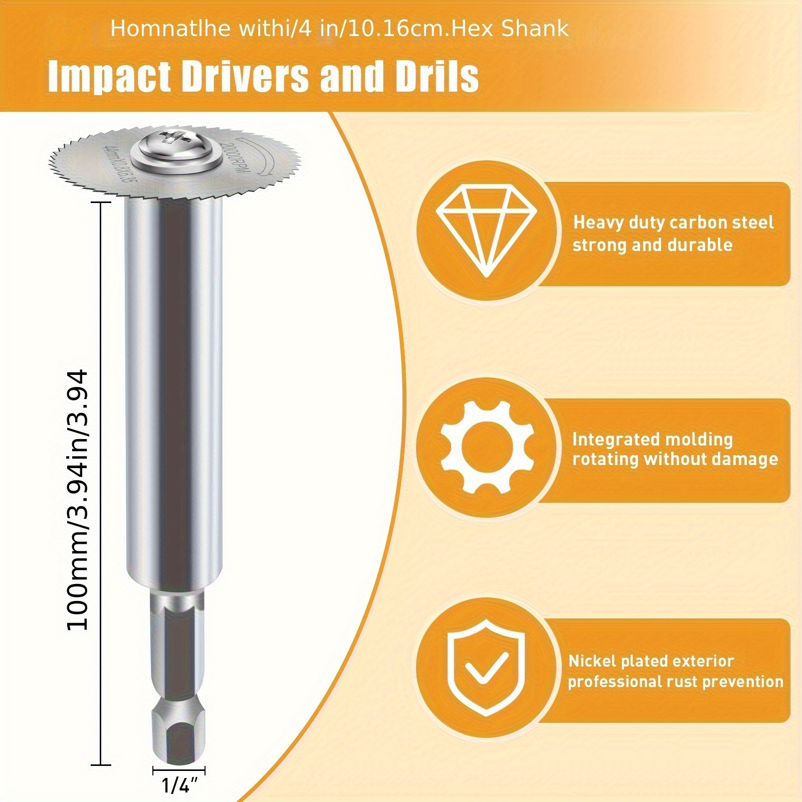 Cutting Wheel for Drill, Rotary Tool Cutting Discs with 6pcs Steel Saw Blades, 2pcs 1/4 Inch Hex Short and Long Shank, 1pc 1/8 Inch Round Shank, for Cutting PVC Pipe Wood Metal (Comes with a Screwdriver - Image 5