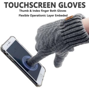 Men's Winter Warm Touch Glove Set (2 Pairs) with Lined-Comfort Outdoor Running Gloves for Cold Weather