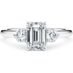 Engagement Ring 1CT/2CT 3 Stone Emerald Cut Moissanite Engagement Rings for Women S925 Sterling Silver Free Engraving