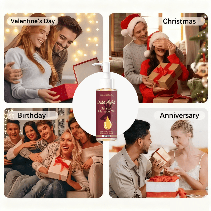 Water Ice Levin Date Night Sensual Massage Oil - Relaxing Romantic Blend for Body Massage, Long-Lasting Fragrance, Gentle Moisturizing & Hydration, All-Season Use, Non-Greasy Formula, Perfect Gift for Couples, Couple'S Massage Oil | Sensual Aroma | - Image 9