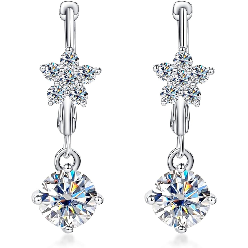 A Pair of S925 Sterling Silver Women's Earrings with a Petal Design, Featuring Lab-grown Lab-created Diamond, Including an IGI Certificate, D Color, VVS1 Clarity, Suitable for Brides, Weddings, Dates, Banquets, and Other Important Occasions.