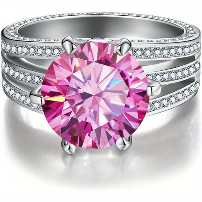 5ct Moissanite Wedding Bands for Women D Color VVS1 Clarity Sterling Silver Rings Blue/ Purple/ Pink Moissanite Engagement Rings with Certificate - Image 9