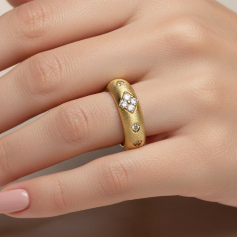 Brushed Moissanite Ring, S925 Sterling Silver, Vintage Court, Fashion Premium, Wedding Ring, Engagement Ring, Vintage Ring, Bohemian Style, Statement Ring, Fashion Lovers - Image 2