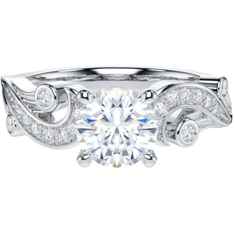 1pc S925 Silver Set 2-carat Moissanite Ring, Luxurious Birthday Party Gift, Chr…