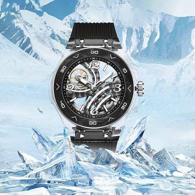 1pc Men'S Mechanical Watch - Automatic Winding Tourbillon Skeleton Dial with Exposed Movement, Sporty Elegant Design for Formal & Casual Attire - Mechanical Watch for Men, Stylish Wristwatch, Modern Timepiece, Highend Craftsmanship, Wrist Accessory, Fashionconscious Buyers, Without Battery - Image 4