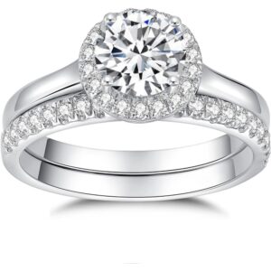 1.5-carat Moissanite Round Bezel Setting In 925 Sterling Silver. Wedding And Engagement Ring Set, Handcrafted Anniversary Rings, Anniversary Gift, Christmas Gift, Valentine'S Day Gift, A Symbol Of Eternal Promise.