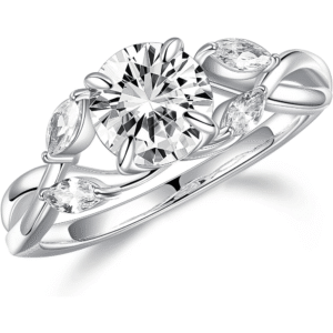 Willow Moissanite Engagement Rings for Women, 1.2ct D Color VVS1 Clarity Lab Created Moissanite Rings 925 Silver Twig Ring for Women Jewelry Gifts for Her