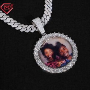 Hiphop Jewelry Pendant Men Picture Photo Memory 925 Silver Iced Out Pendant Men's and Women's Round Cut, Suitable for Daily Wear, Christmas Gifts, Valentine's Day Gifts, Birthday Gifts, and the Best Gifts for Girlfriends. Unique Jewelry
