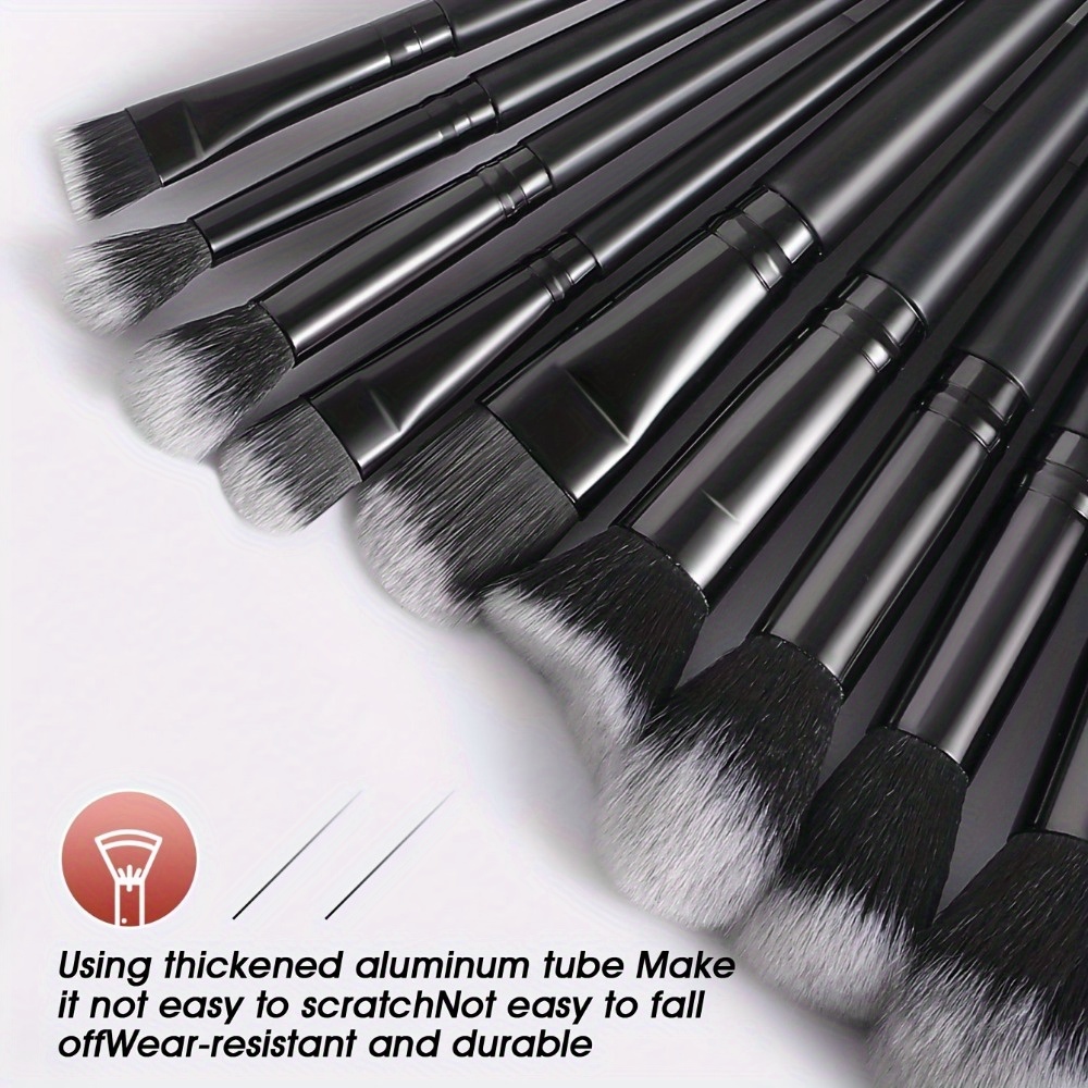 A Set of Black Makeup Brushes Featuring 13 Premium Synthetic Tools for Foundation, Concealer, Eyeshadow, And Blush, Along with a Makeup Sponge And a Cleaning Tool. - Image 7