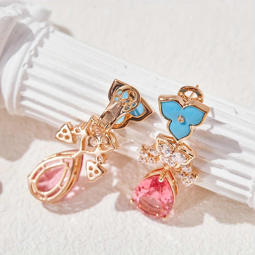 2pcs Elegant Teardrop Necklace & Earrings Set 18K Golden plated 18K Golden plated, September Birthstone (Synthetic Stone) for, Wedding/Party/Anniversary/Valentine's/Christmas Gift, Year-Round Wear for Birthdays & Special Occasions, for Teenager - Image 5