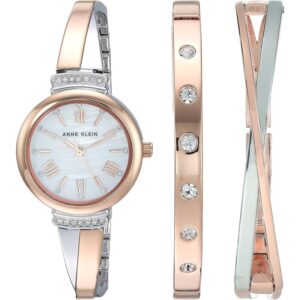 Anne Klein Women'S Premium Crystal Accented Bangle Watch Set | Stainless Steel, Mechanical Movement, Style, AK/2245, Without Battery
