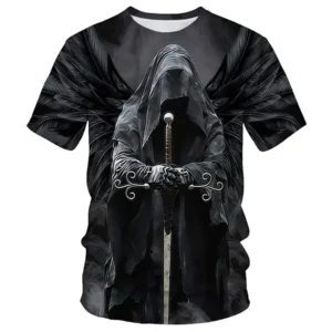 Skeleton 3D Print Sports Quick-dry Breathable Men T-shirt Fashionable Hip-hop Harajuku Horror Outdoor Street Short-sleeve Summer