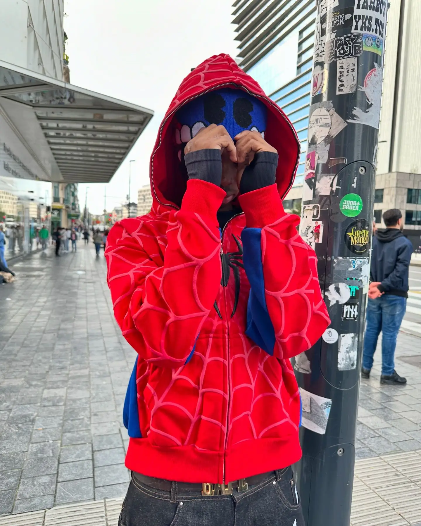 America Classics Gothic Red Spider Print Hooded Cardigan Full Zip Up Loose Men Women Hip Hop Hoodie Jacket Y2k Street Sweatshirt - Image 4