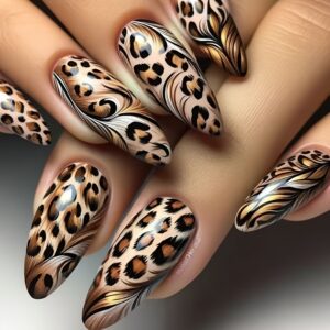 [24pcs Leopard Nail Tips] 24pcs Sexy Leopard Print Detachable Nail Tips - European Style