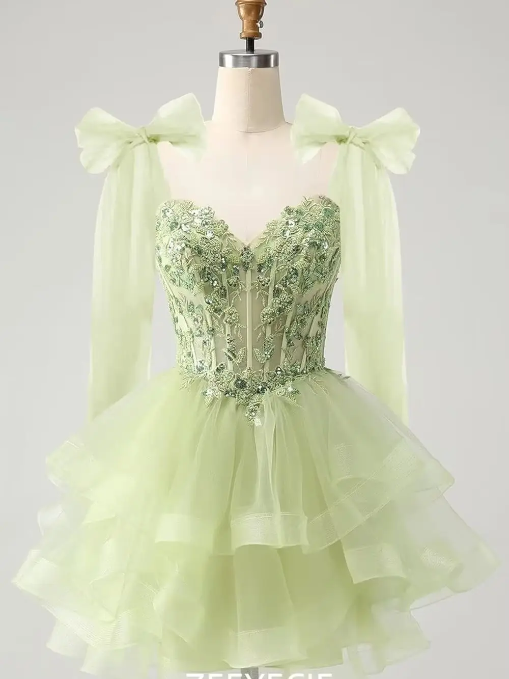 Tiered Tulle Homecoming Dresses Sparkly Lace Applique Bow Straps Short Prom Dress for Teens Cocktail Dress Graduation Dress - Image 2