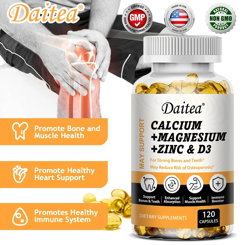 Daitea Calcium Magnesium Zinc Capsules Vitamin D3 helps support bones, teeth, heart, and enhance immune system function. - Image 2