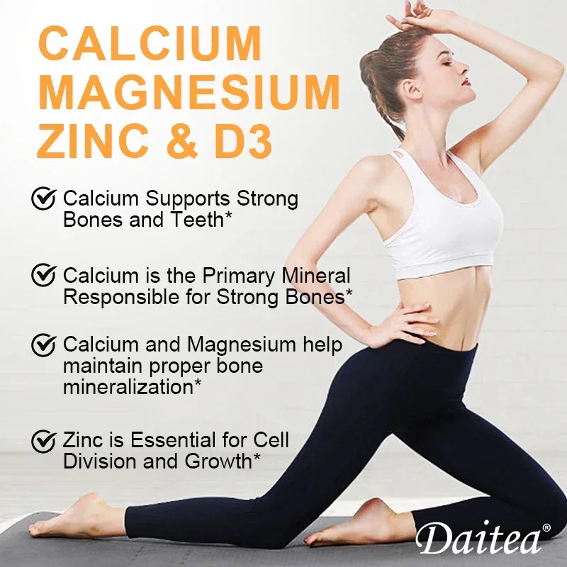 Daitea Calcium Magnesium Zinc Capsules Vitamin D3 helps support bones, teeth, heart, and enhance immune system function. - Image 5