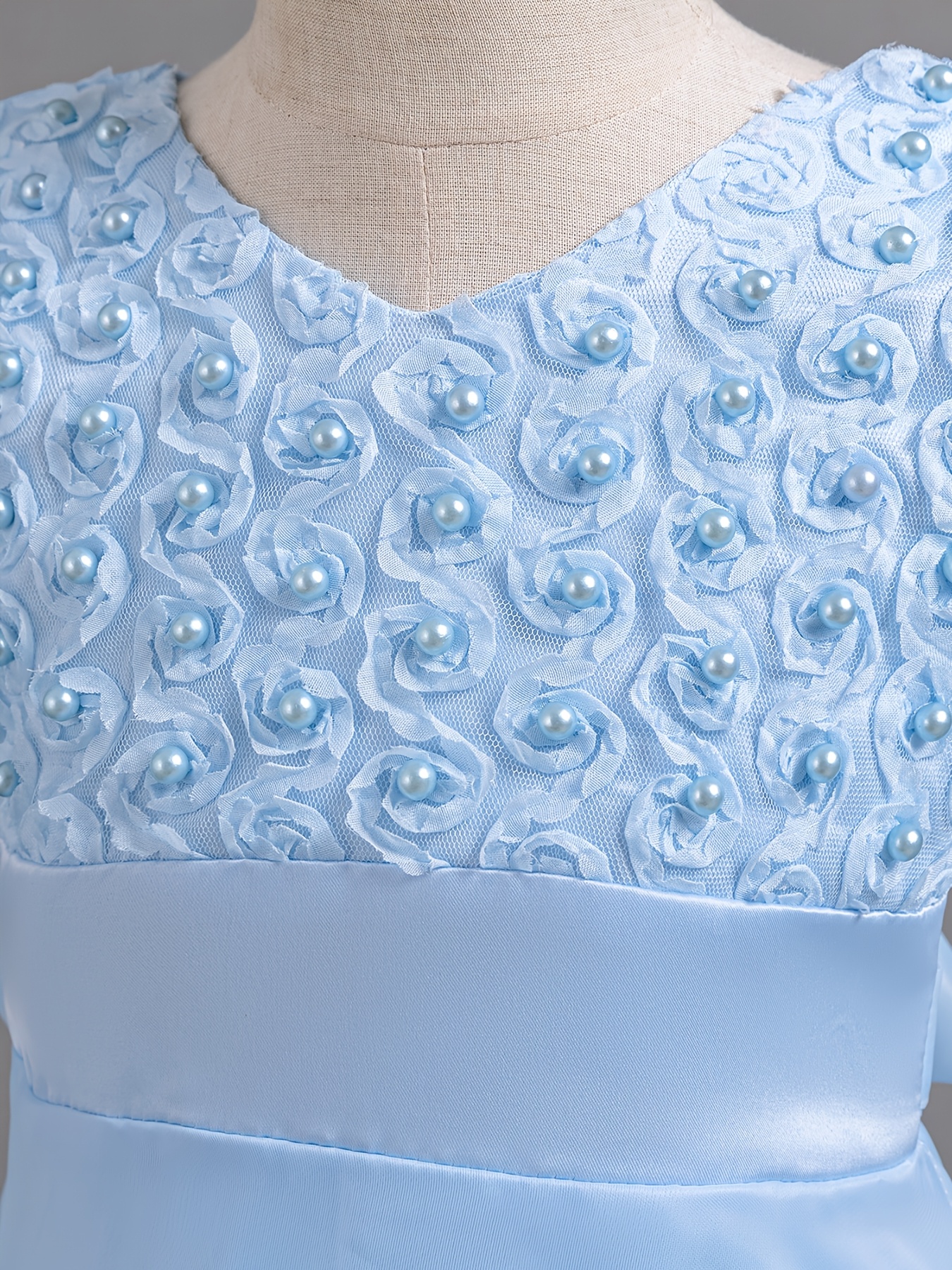 New High-End Girls' Princess Gown: Single-piece Sleeveless 3D Rose Embroidery Top + Full-skirt Organza Ball Gown with 3D Floral Accents. Elegant, Stylish, Sweetideal for Wedding Flower Girls, Birthday Parties, Festivals. - Image 9