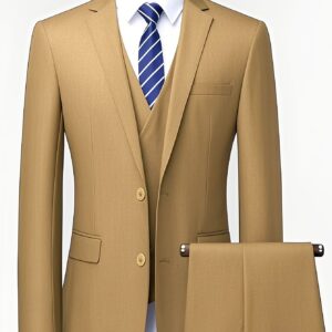 Men'S Elegant Solid Color Business Two-Piece Outfit, Including a Jacket with Two Buttons And Trousers, Ideal for Work Commutes And Business Trips
