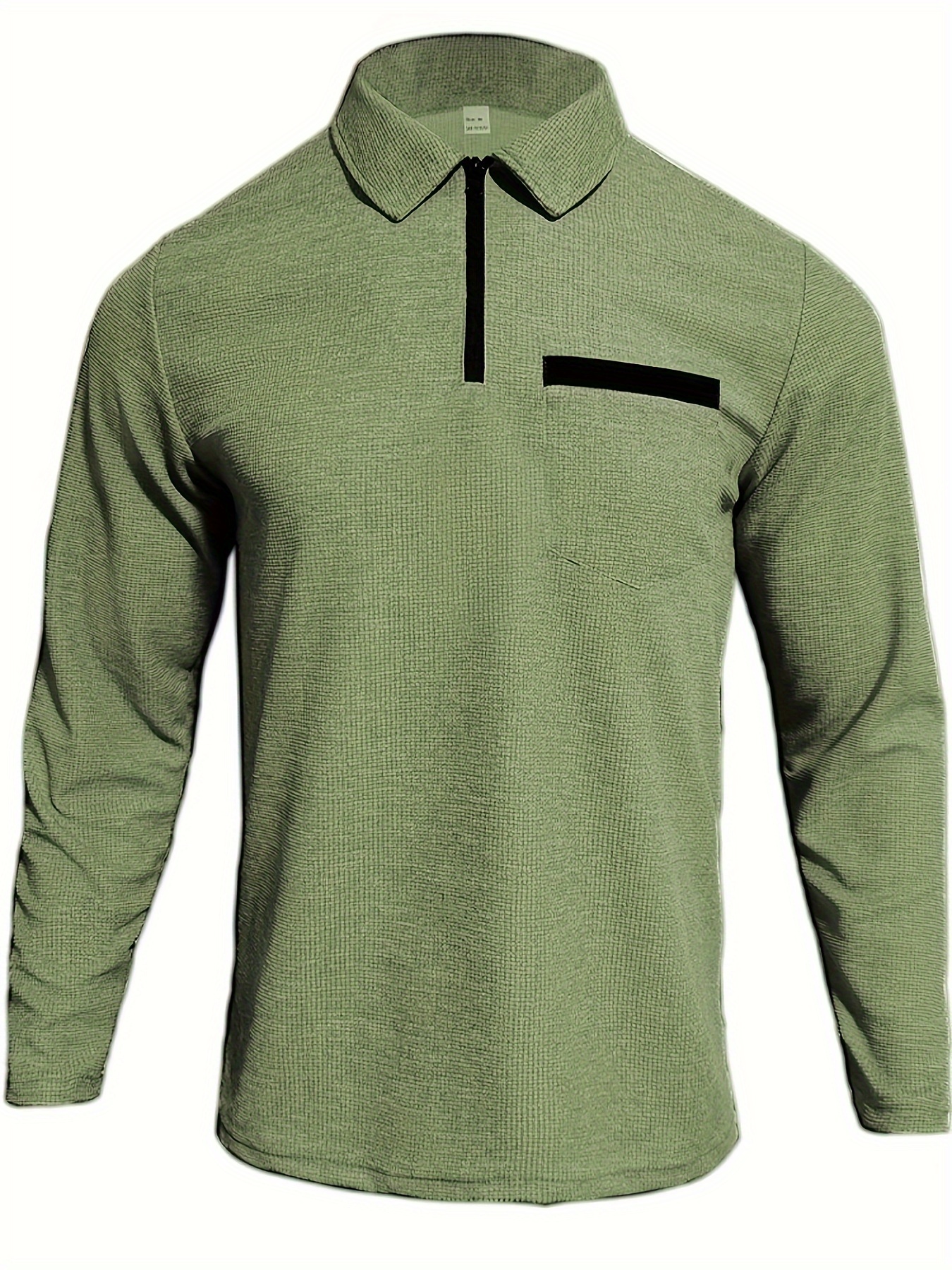 Spring And Autumn New Men'S Suit Lapel Short Zipper Waffle Jacquard Trendy Street Long-Sleeved Top And Solid Color Versatile Comfortable Pants Men'S Two-Piece Suit Clothing - Image 6