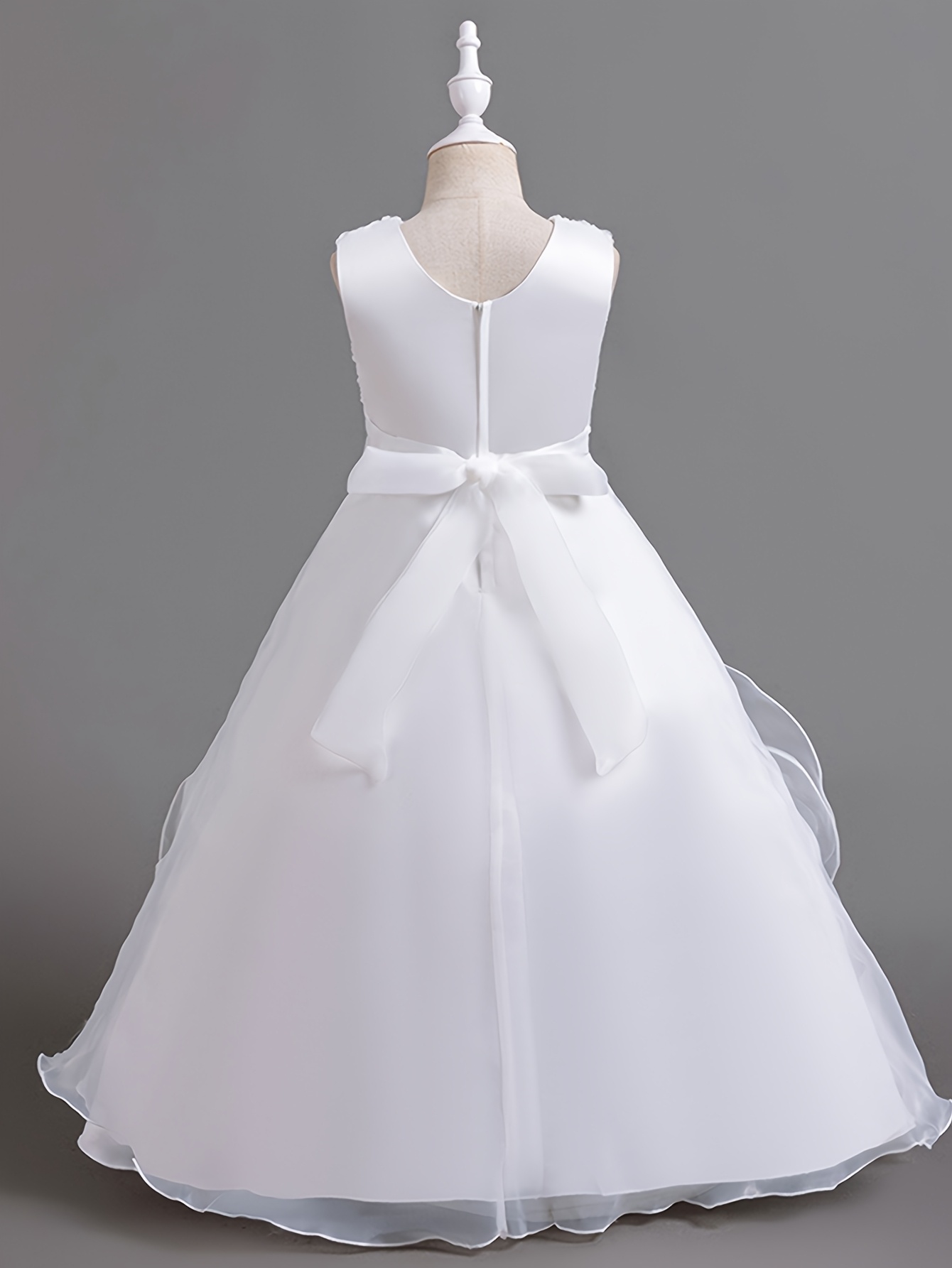 New High-End Girls' Princess Gown: Single-piece Sleeveless 3D Rose Embroidery Top + Full-skirt Organza Ball Gown with 3D Floral Accents. Elegant, Stylish, Sweetideal for Wedding Flower Girls, Birthday Parties, Festivals. - Image 7