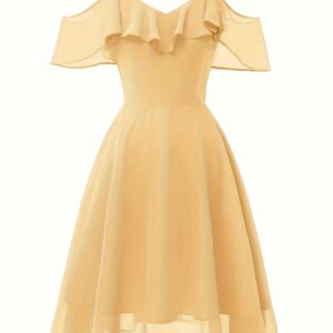 Cute Women'S Chiffon Short Dress Spaghetti Straps A-line V-neck Homecoming Graduation Dress