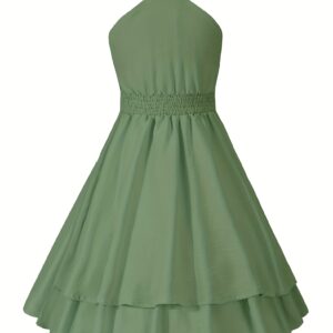 EXARUS Girls Flowy Evening/Prom/Graduation Dresses Summer Casual Suspender/Half Neck Outfits for Teens 6-14 Years Old Mini Ruffle Skirt Dress