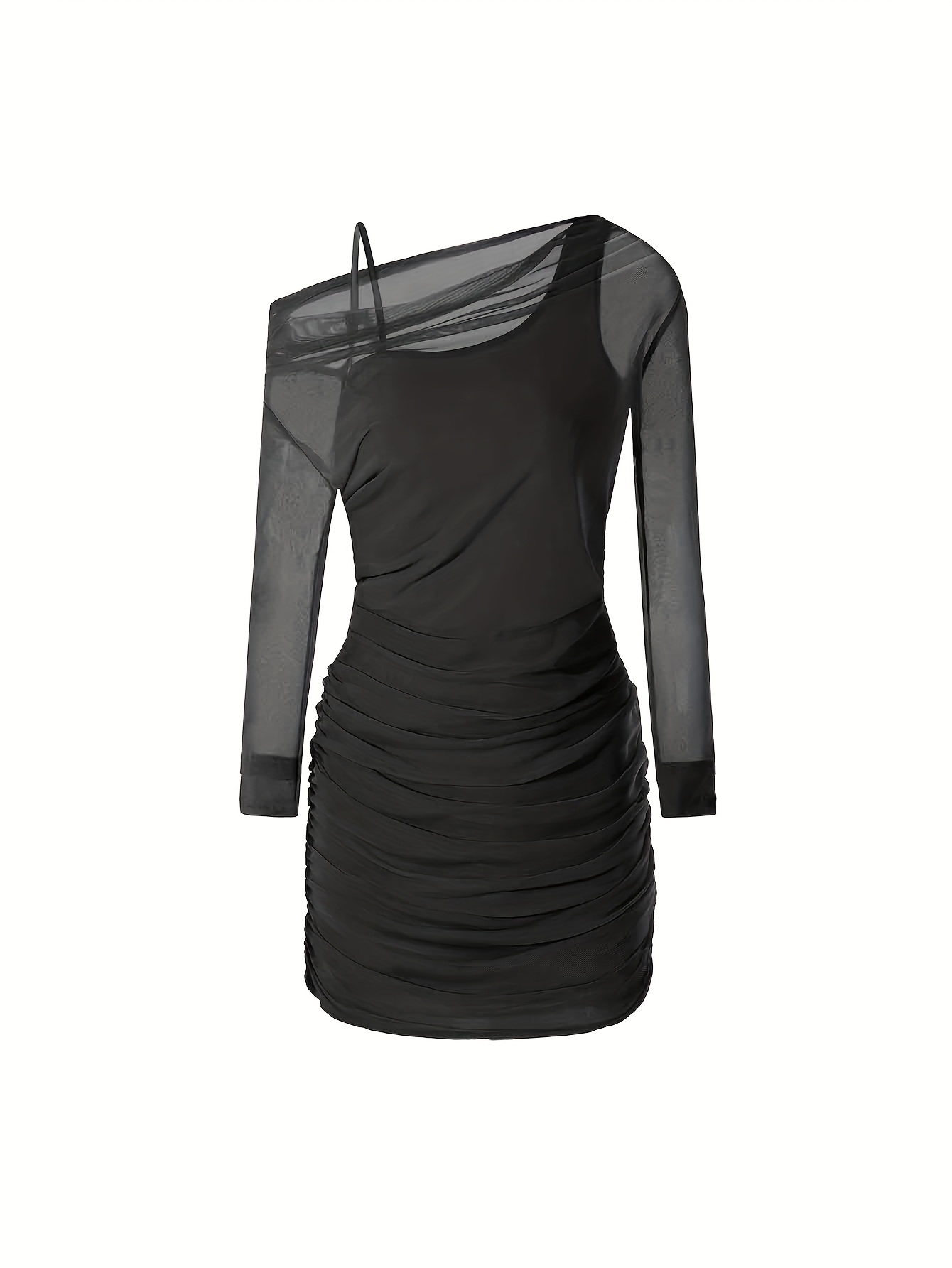 EXARUS Girls' 2025 Autumn/Wedding/Party Dress - 3D Floral One-Shoulder Long Sleeve Mermaid Mini Dress with Non-Slip Strap, Stretchy Slim-Fit Bodice & Train Skirt for Prom, Dance Recitals (Ages 8-14) - Elegant Wedding Guest Gown - Image 7