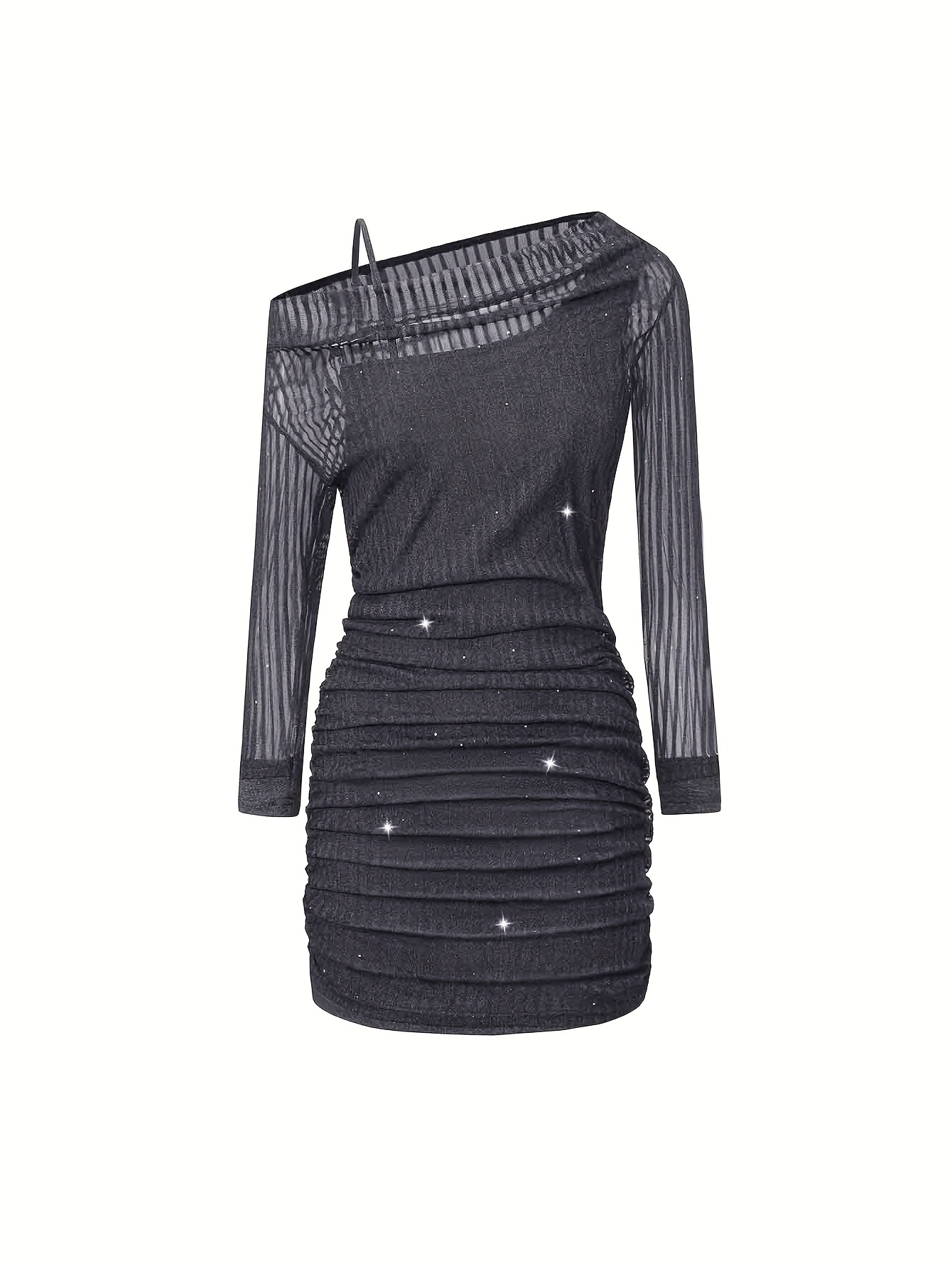 EXARUS Girls' 2025 Autumn/Wedding/Party Dress - 3D Floral One-Shoulder Long Sleeve Mermaid Mini Dress with Non-Slip Strap, Stretchy Slim-Fit Bodice & Train Skirt for Prom, Dance Recitals (Ages 8-14) - Elegant Wedding Guest Gown - Image 6