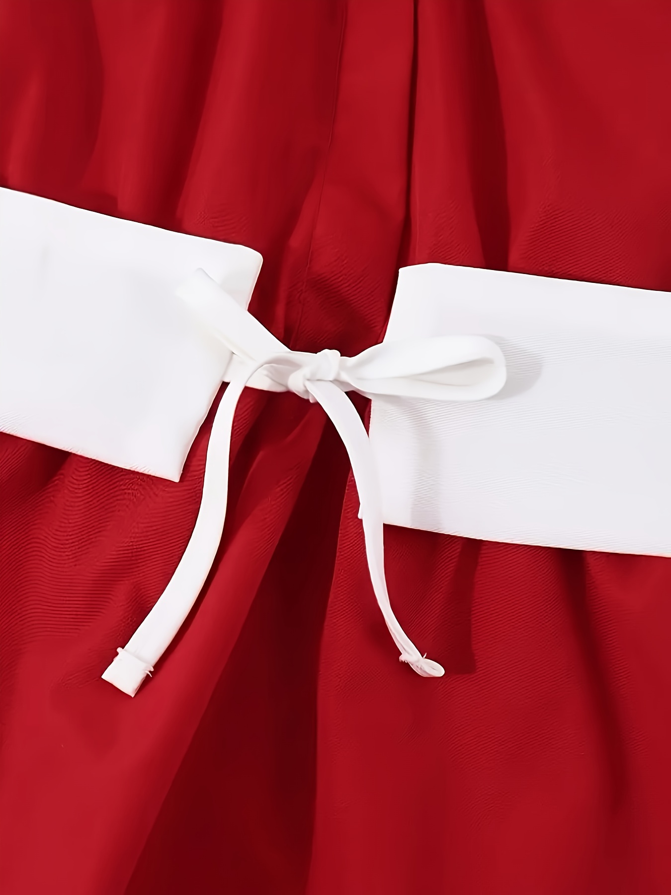 Spring And Autumn Valentine'S Day Fashion Dress for Girls with Delicate Red Floral Decoration, Short Sleeve, Collared Design. Sweet, Elegant, And Gentle Design with a Fitted Waist, Perfect for Holiday, Daily Outdoor Gatherings, And Parties - Image 5