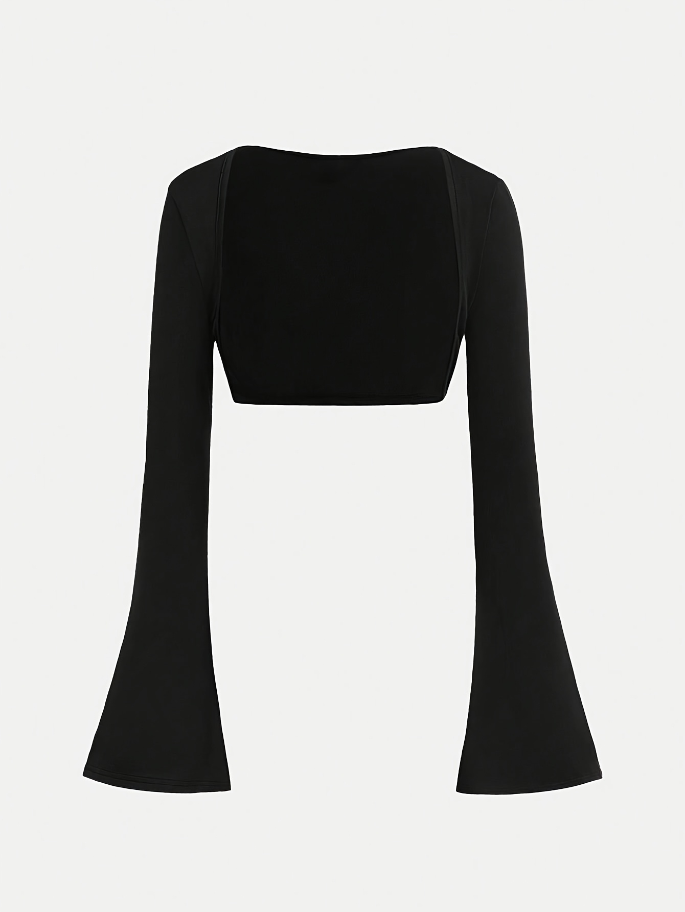 A Stylish Black Spaghetti Strap Dress for Teenage Girls Paired with a Short Black Bell-Sleeve Jacket, Perfect for Parties, Dates, And Other Occasions, Showcasing Feminine Charm, for Outdoor, For Teenager, For Teenager - Image 4