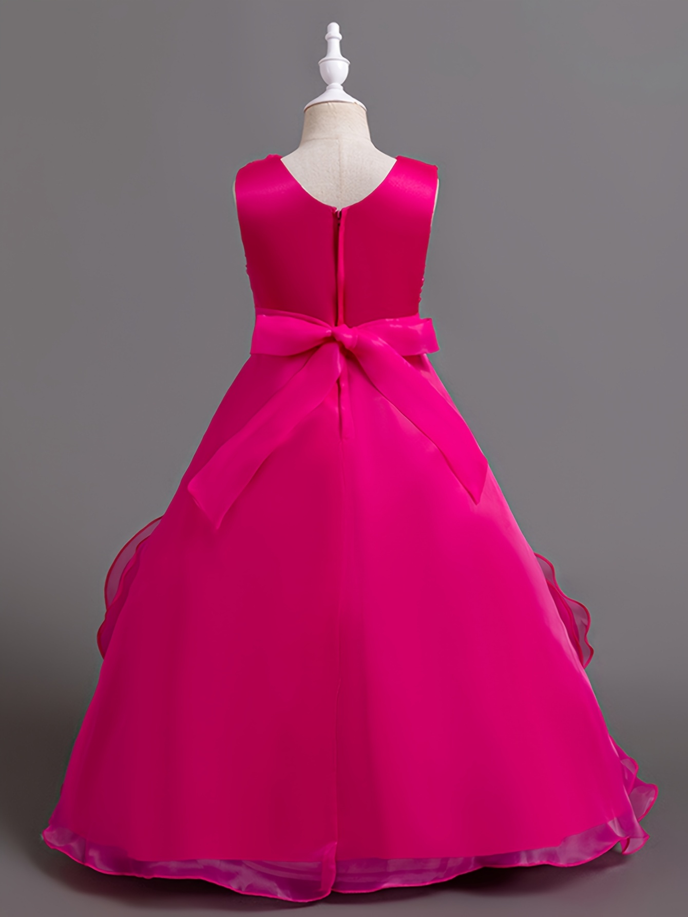 New High-End Girls' Princess Gown: Single-piece Sleeveless 3D Rose Embroidery Top + Full-skirt Organza Ball Gown with 3D Floral Accents. Elegant, Stylish, Sweetideal for Wedding Flower Girls, Birthday Parties, Festivals. - Image 6