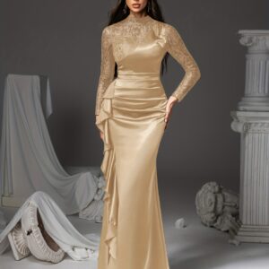 Lace-trimmed Long Dress, Irregular Hem Evening Gown, Family Gathering Birthday Party Dress, Elegant and Luxurious yet Simple, Women's Long Dress, Party Dress, New Style Dress, Women's Evening Gown, Hostess Performance Dress, Bridesmaid Dress, Prom