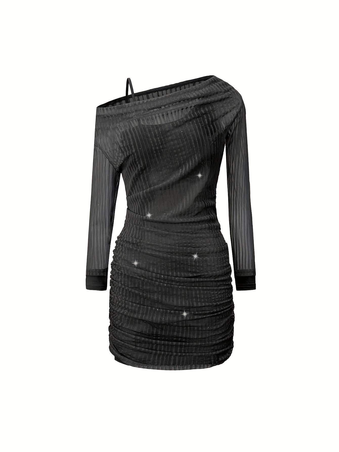 EXARUS Girls' 2025 Autumn/Wedding/Party Dress - 3D Floral One-Shoulder Long Sleeve Mermaid Mini Dress with Non-Slip Strap, Stretchy Slim-Fit Bodice & Train Skirt for Prom, Dance Recitals (Ages 8-14) - Elegant Wedding Guest Gown - Image 2